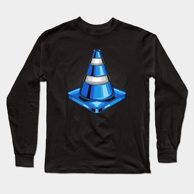 Blue Traffic Cone Long Sleeve T-Shirt by Jiooji Project